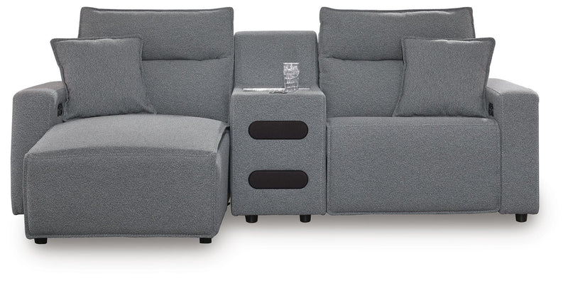 Modmax II Salt and Pepper 3-Piece Power Reclining Sectional with Chaise and Audio Console - 65906S18