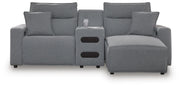 Modmax II Salt and Pepper 3-Piece Power Reclining Sectional with Chaise and Audio Console - 65906S5