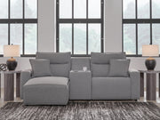 Modmax II Salt and Pepper 3-Piece Power Reclining Sectional with Chaise and Console - 65906S17