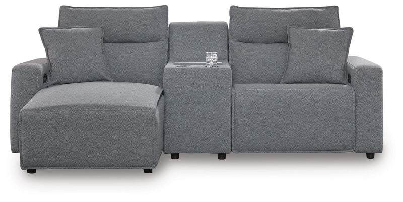 Modmax II Salt and Pepper 3-Piece Power Reclining Sectional with Chaise and Console - 65906S17