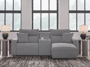 Modmax II Salt and Pepper 3-Piece Power Reclining Sectional with Chaise and Console - 65906S4
