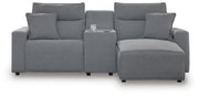 Modmax II Salt and Pepper 3-Piece Power Reclining Sectional with Chaise and Console - 65906S4