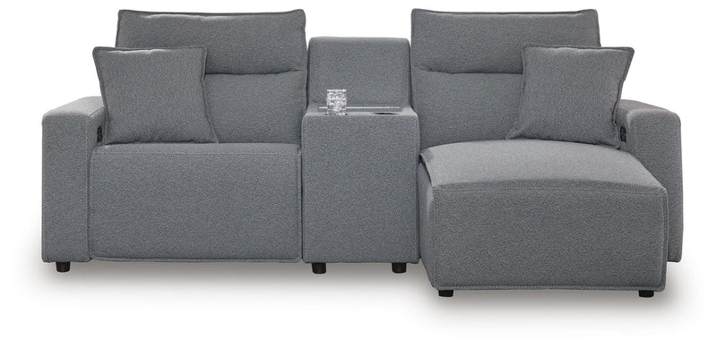 Modmax II Salt and Pepper 3-Piece Power Reclining Sectional with Chaise and Console - 65906S4