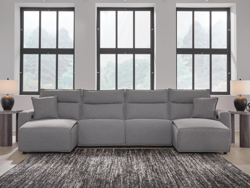 Modmax II Salt and Pepper 4-Piece Power Reclining Sectional with Chaise - 65906S11