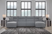 Modmax II Salt and Pepper 4-Piece Reclining Sectional with Double Chaise - 65906S37