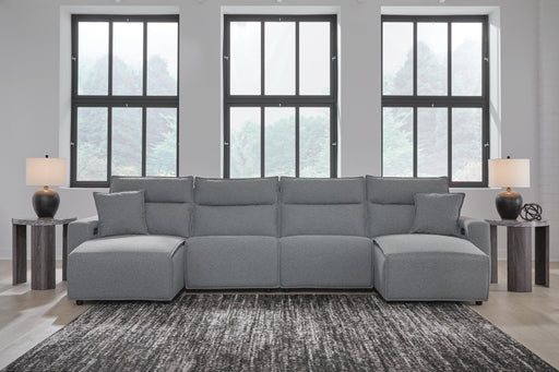 Modmax II Salt and Pepper 4-Piece Reclining Sectional with Double Chaise - 65906S37