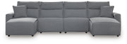 Modmax II Salt and Pepper 4-Piece Reclining Sectional with Double Chaise - 65906S37