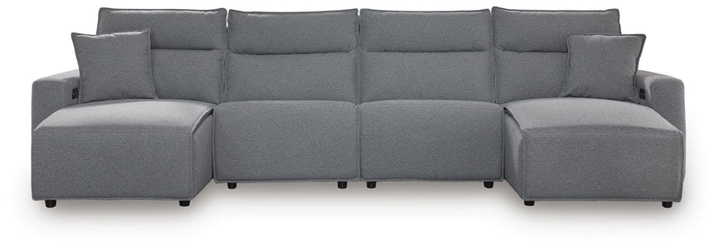 Modmax II Salt and Pepper 4-Piece Reclining Sectional with Double Chaise - 65906S37
