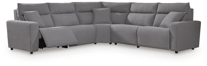 Modmax II Salt and Pepper 5-Piece Power Reclining Sectional - 65906S8