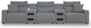 Modmax II Salt and Pepper 5-Piece Power Reclining Sectional with Audio Consoles - 65906S13