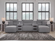 Modmax II Salt and Pepper 5-Piece Power Reclining Sectional with Chaise and Audio Consoles - 65906S15