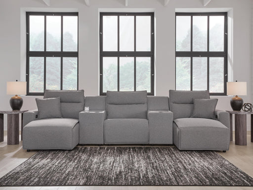 Modmax II Salt and Pepper 5-Piece Power Reclining Sectional with Chaise and Consoles - 65906S16