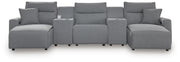 Modmax II Salt and Pepper 5-Piece Power Reclining Sectional with Chaise and Consoles - 65906S16