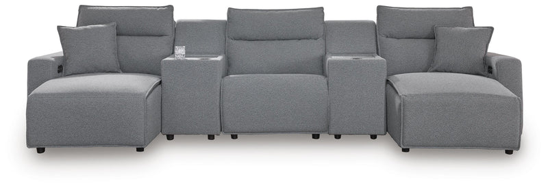 Modmax II Salt and Pepper 5-Piece Power Reclining Sectional with Chaise and Consoles - 65906S16