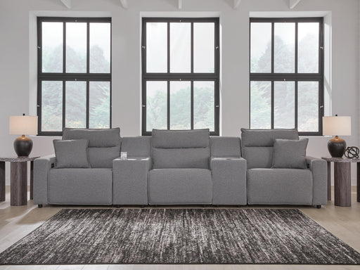 Modmax II Salt and Pepper 5-Piece Power Reclining Sectional with Consoles - 65906S14