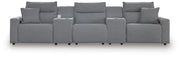 Modmax II Salt and Pepper 5-Piece Power Reclining Sectional with Consoles - 65906S14