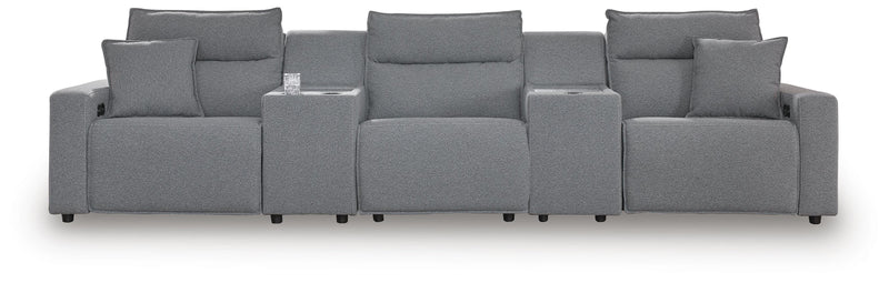 Modmax II Salt and Pepper 5-Piece Power Reclining Sectional with Consoles - 65906S14
