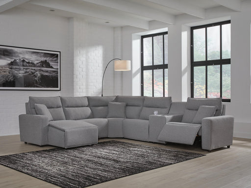 Modmax II Salt and Pepper 6-Piece Power Reclining Sectional with Chaise and Console - 65906S19