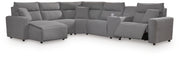 Modmax II Salt and Pepper 6-Piece Power Reclining Sectional with Chaise and Console - 65906S19