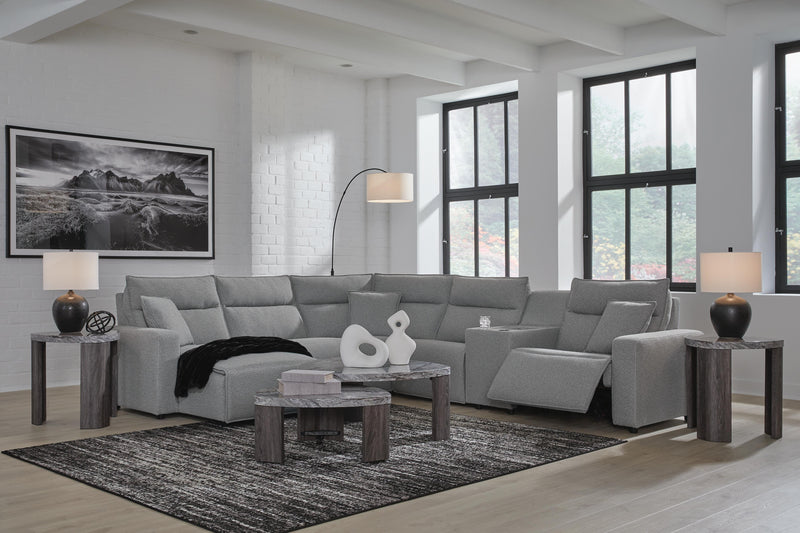 Modmax II Salt and Pepper 6-Piece Power Reclining Sectional with Chaise and Console - 65906S19