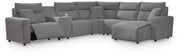 Modmax II Salt and Pepper 6-Piece Power Reclining Sectional with Chaise and Console - 65906S6