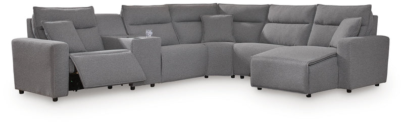 Modmax II Salt and Pepper 6-Piece Power Reclining Sectional with Chaise and Console - 65906S6