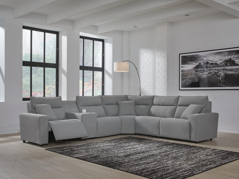 Modmax II Salt and Pepper 6-Piece Power Reclining Sectional with Console - 65906S10