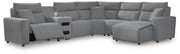 Modmax II Salt and Pepper 6-Piece Reclining Sectional with Chaise and Audio Console - 65906S28