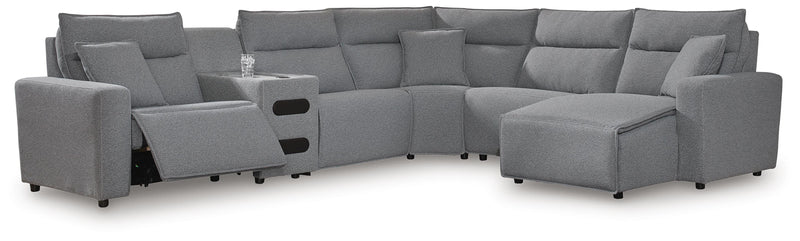 Modmax II Salt and Pepper 6-Piece Reclining Sectional with Chaise and Audio Console - 65906S28