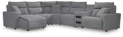 Modmax II Salt and Pepper 6-Piece Reclining Sectional with Chaise and Audio Console - 65906S29