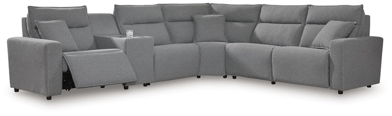 Modmax II Salt and Pepper 6-Piece Reclining Sectional with Console - 65906S36