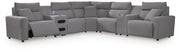 Modmax II Salt and Pepper 7-Piece Power Reclining Sectional with Audio Consoles - 65906S48