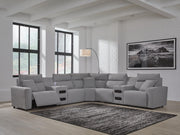 Modmax II Salt and Pepper 7-Piece Power Reclining Sectional with Audio Consoles - 65906S9