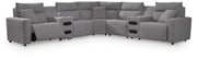 Modmax II Salt and Pepper 7-Piece Power Reclining Sectional with Audio Consoles - 65906S9