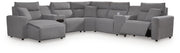 Modmax II Salt and Pepper 7-Piece Power Reclining Sectional with Chaise and Audio Console - 65906S43
