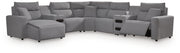 Modmax II Salt and Pepper 7-Piece Power Reclining Sectional with Chaise and Audio Consoles - 65906S20