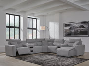 Modmax II Salt and Pepper 7-Piece Power Reclining Sectional with Chaise and Audio Consoles - 65906S7