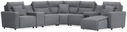 Modmax II Salt and Pepper 7-Piece Power Reclining Sectional with Chaise and Audio System - 65906S45