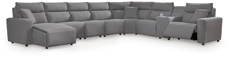 Modmax II Salt and Pepper 8-Piece Power Reclining Sectional with Console - 65906S47