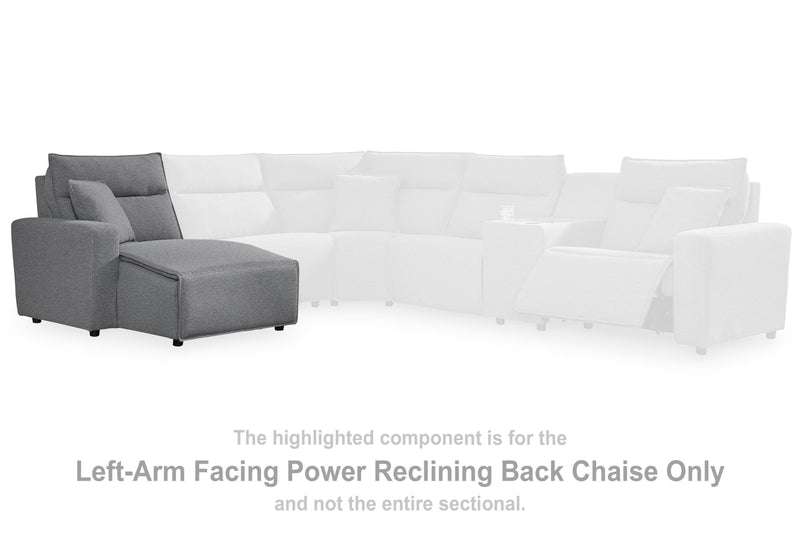 Modmax II Salt and Pepper Left-Arm Facing Power Reclining Back Chaise - 6590679