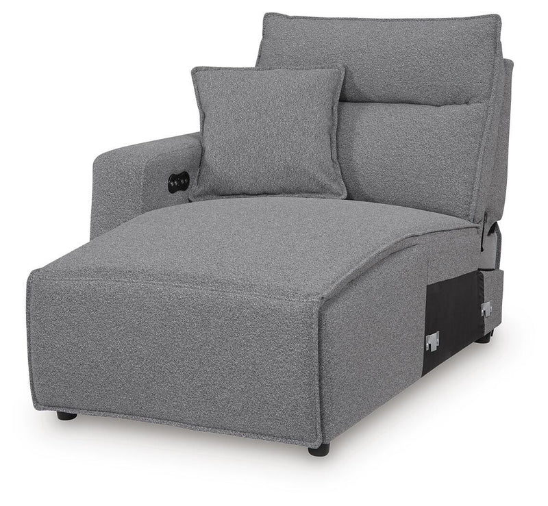 Modmax II Salt and Pepper Left-Arm Facing Power Reclining Back Chaise - 6590679