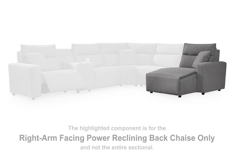 Modmax II Salt and Pepper Right-Arm Facing Power Reclining Back Chaise - 6590697