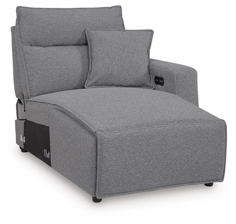 Modmax II Salt and Pepper Right-Arm Facing Power Reclining Back Chaise - 6590697