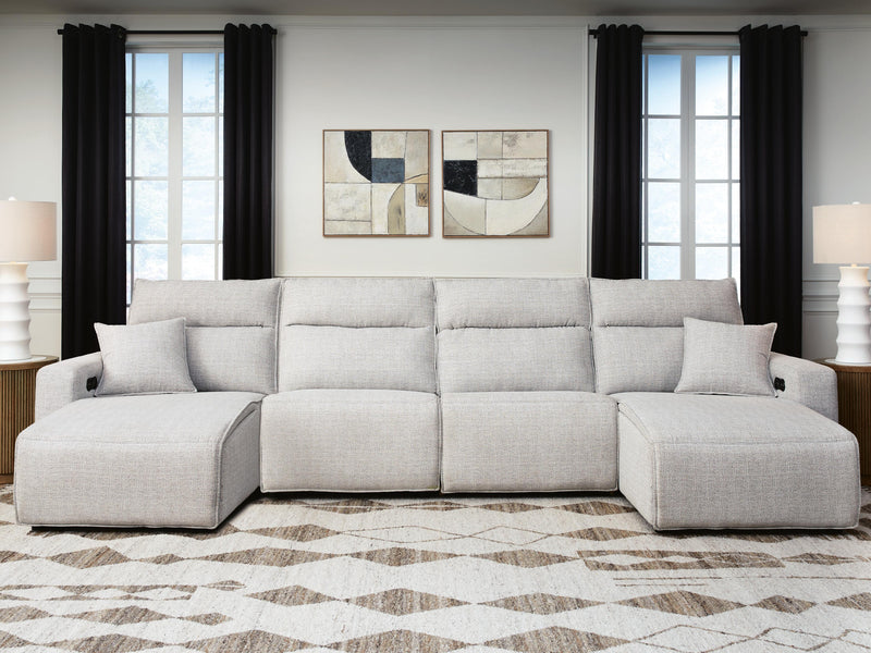Modmax II Stone 4-Piece Reclining Sectional with Double Chaise - 65907S37