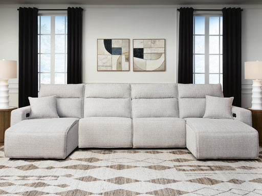 Modmax II Stone 4-Piece Reclining Sectional with Double Chaise - 65907S37