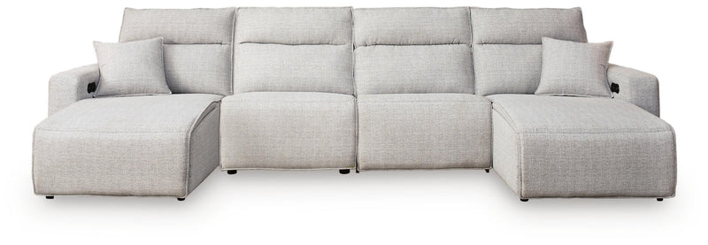 Modmax II Stone 4-Piece Reclining Sectional with Double Chaise - 65907S37