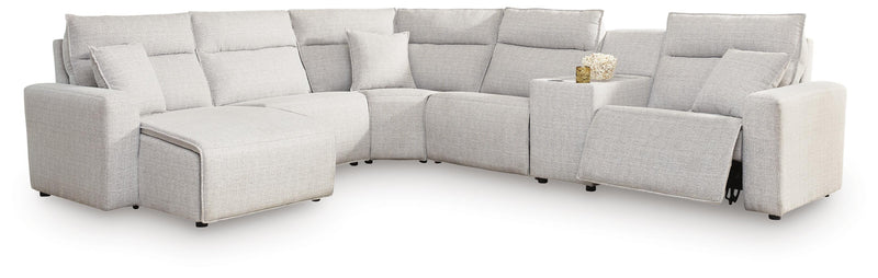 Modmax II Stone 6-Piece Power Reclining Sectional with Chaise and Console - 65907S19