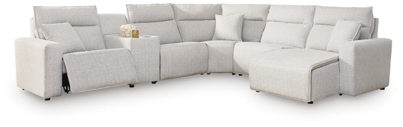Modmax II Stone 6-Piece Power Reclining Sectional with Chaise and Console - 65907S6