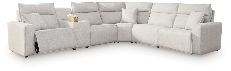 Modmax II Stone 6-Piece Power Reclining Sectional with Console - 65907S10