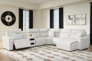 Modmax II Stone 6-Piece Reclining Sectional with Chaise and Audio Console - 65907S28
